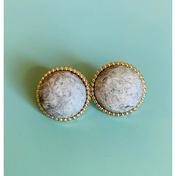 BOGO FREE Marbled gray white statement earrings 90s fashion runway vintage ￼ - Picture 1 of 5